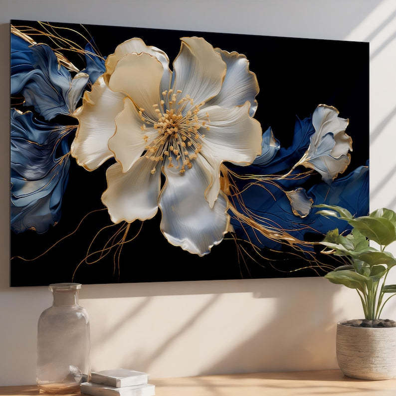 Floral Glass Wall Art – Modern Botanical Print Design