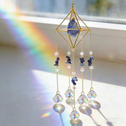 Crystal Suncatcher Raw Gemstone Rainbow Maker Boho Window Decor