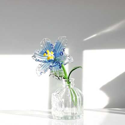 Blown Glass Pink Lily Flower, Memorial Grave Floral Table Decoration