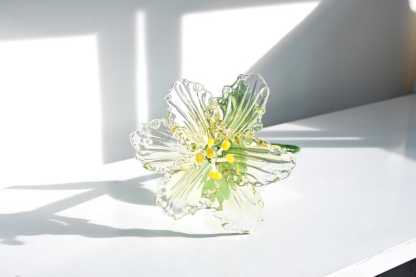 Blown Glass Pink Lily Flower, Memorial Grave Floral Table Decoration