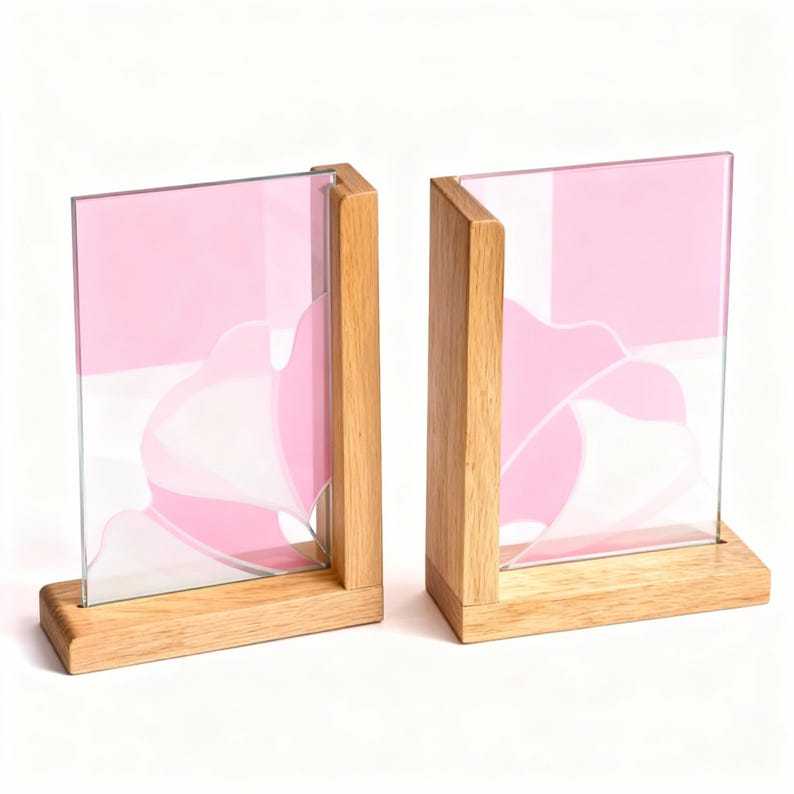 Handmade Stained Glass Ginkgo leaves Book Ends, Flower Suncatcher, Book Shelf Decor