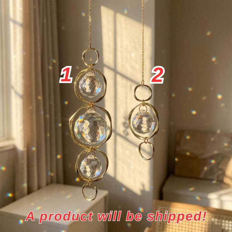 Crystal Suncatcher Stone Rainbow Hanging Gold Prism Garden Decor