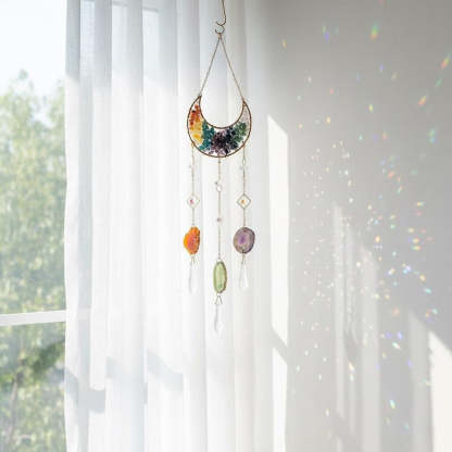 Crystal Suncatcher Colorful Moon Rainbow Window Boho Healing Decor