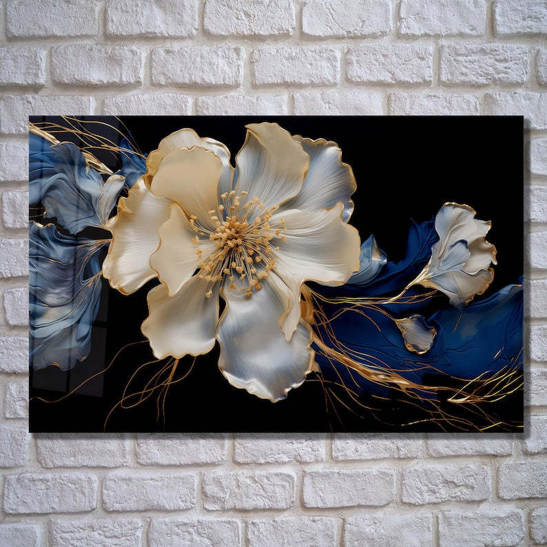 Floral Glass Wall Art – Modern Botanical Print Design