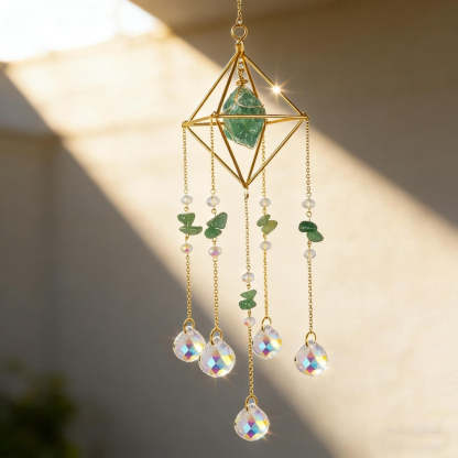 Crystal Suncatcher Raw Gemstone Rainbow Maker Boho Window Decor