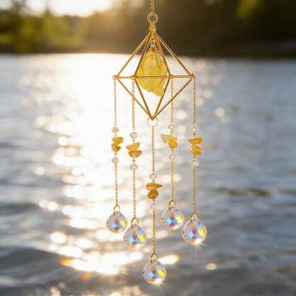 Crystal Suncatcher Raw Gemstone Rainbow Maker Boho Window Decor