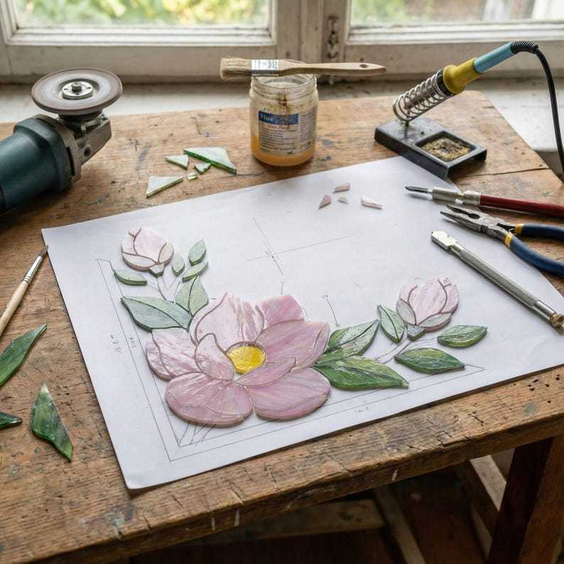 Stained Glass Bookends Cherry Blossom Corner Suncatcher, Pink Sakura Flower Decor, Reading Nook Gift for Book Lover Mom, Spring Window Art