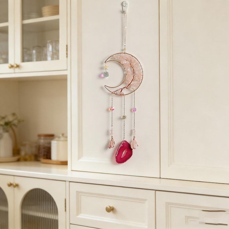 Crystal Suncatcher Moon Wind Chime Dreamcatcher Spiritual Decor