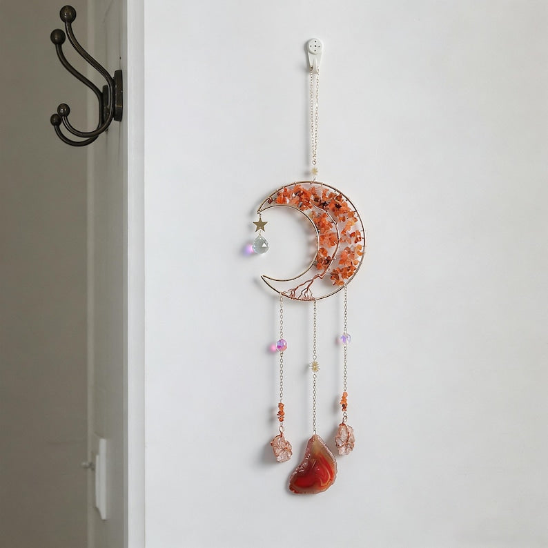 Crystal Suncatcher Moon Wind Chime Dreamcatcher Spiritual Decor