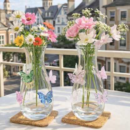 Butterfly Glass Vase, Clear Flower Vase for Spring Decor
