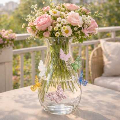 Butterfly Glass Vase, Clear Flower Vase for Spring Decor