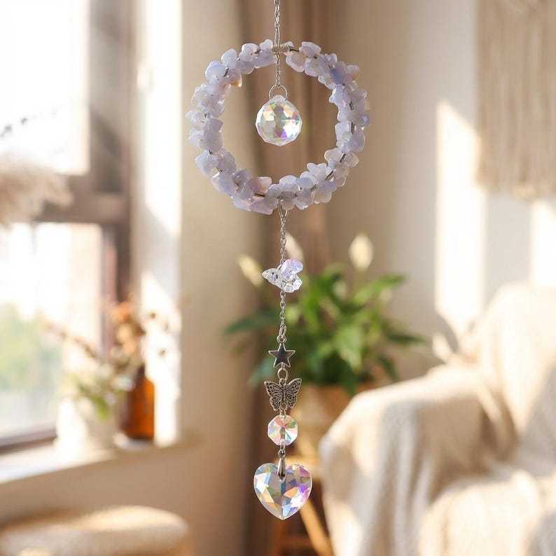Crystal Suncatcher Stone Rainbow Maker Window Hanging Garden Decor