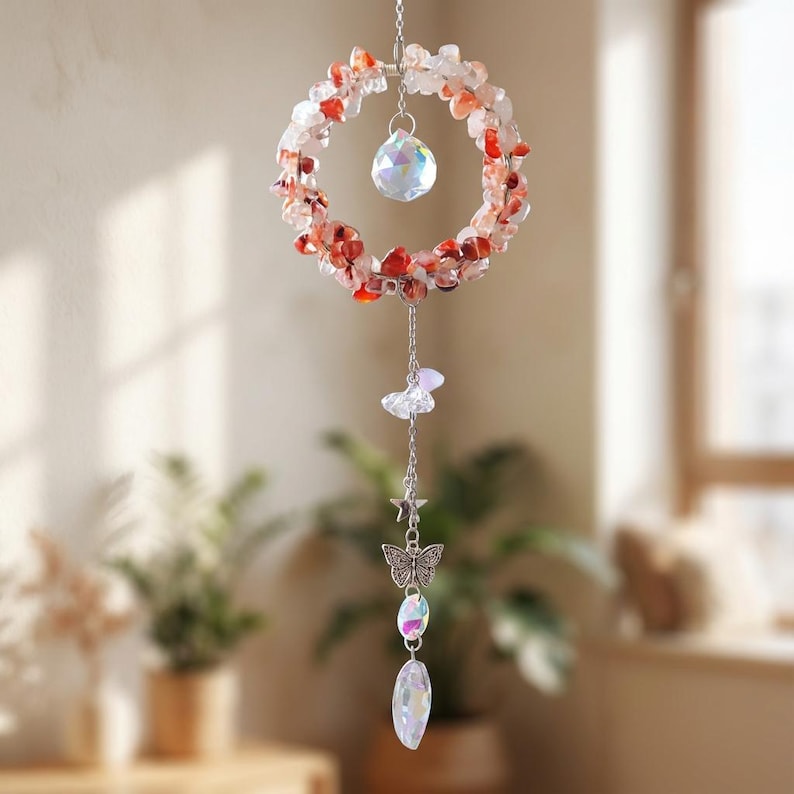 Crystal Suncatcher Stone Rainbow Maker Window Hanging Garden Decor