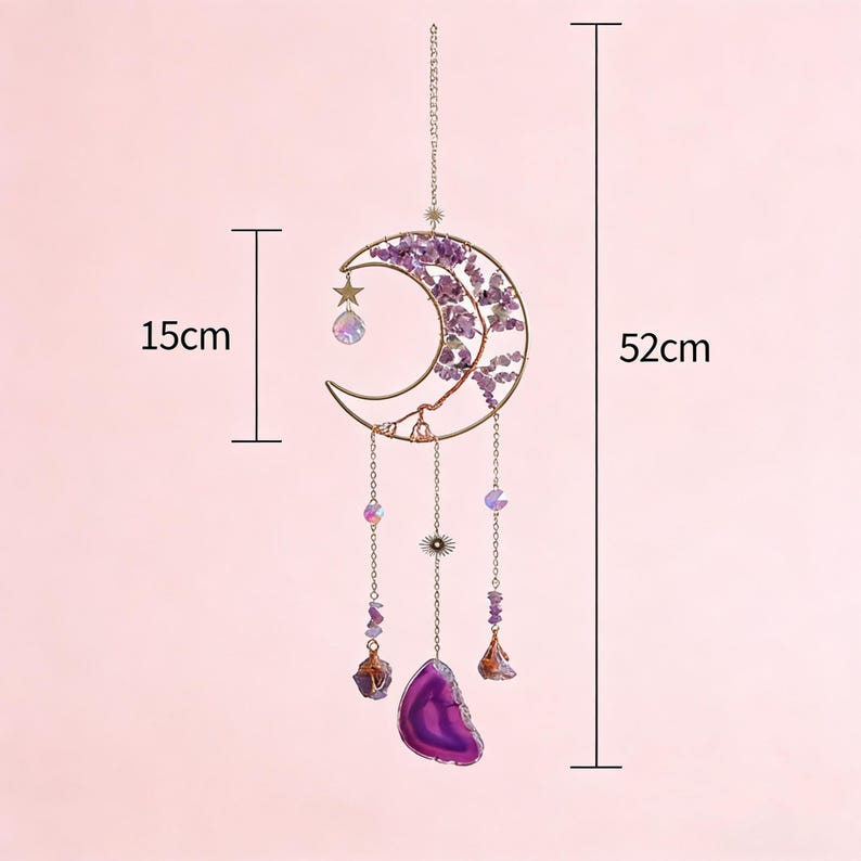 Crystal Suncatcher Moon Wind Chime Dreamcatcher Spiritual Decor