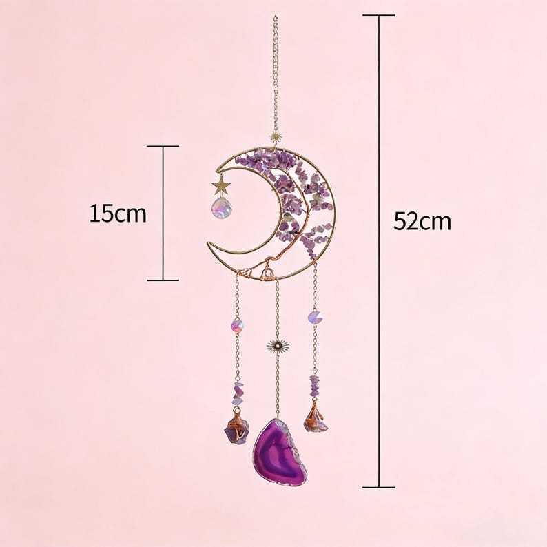 Crystal Suncatcher Moon Wind Chime Dreamcatcher Spiritual Decor