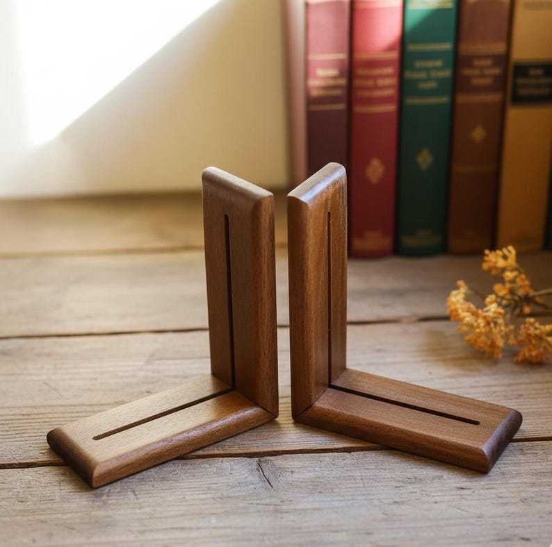 Mushroom Forest Stained Glass Bookends, Red Toadstool Library Decor