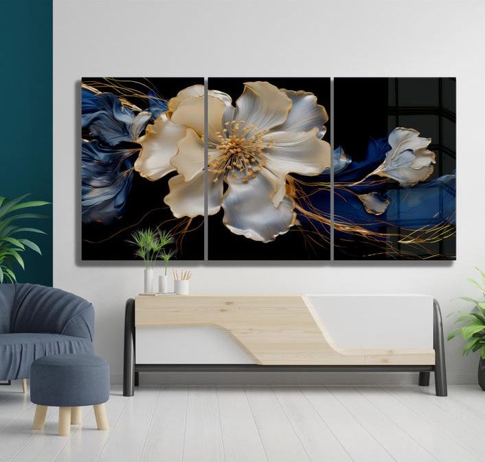 Floral Glass Wall Art – Modern Botanical Print Design