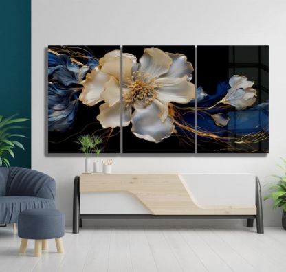 Floral Glass Wall Art – Modern Botanical Print Design