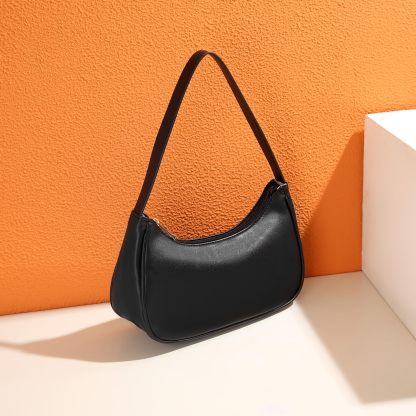BLACK Shoulder Bags for Women, Cute Tote Handbag Mini Clutch Purse with Zipper Closure