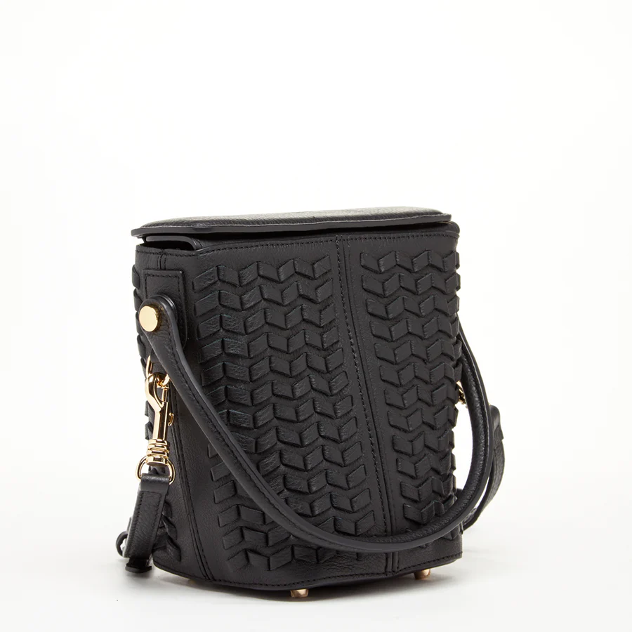 Black Leather Weave Bag