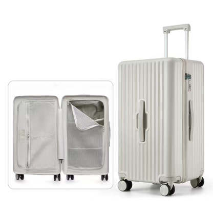 Large-capacity, silent-wheeled carry-on suitcase