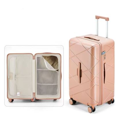 Diamond-patterned, quilted suitcase