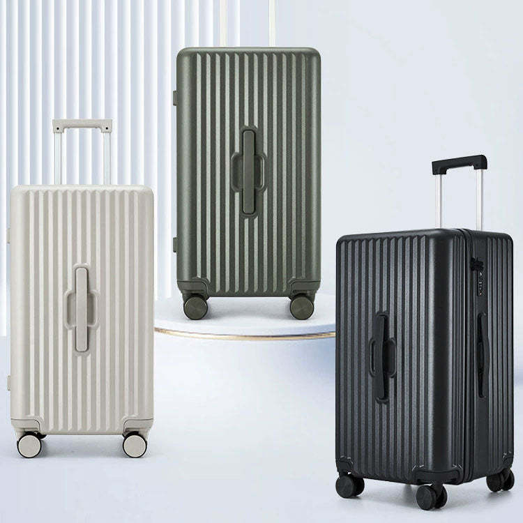 Large-capacity, silent-wheeled carry-on suitcase