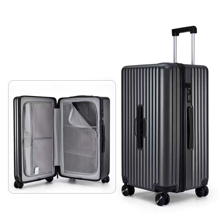 Large-capacity, silent-wheeled carry-on suitcase