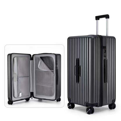 Large-capacity, silent-wheeled carry-on suitcase