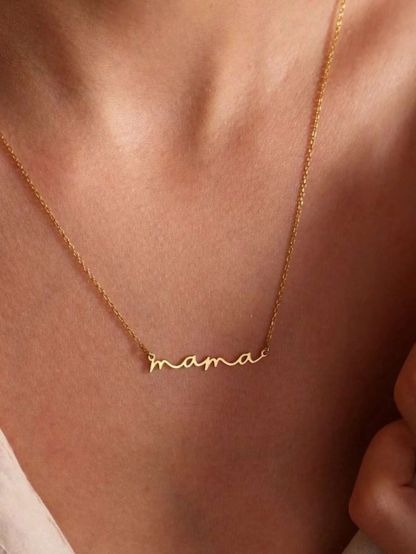 Mama Letter Pendant Necklace For Women Stainless Steel Neck Chain Choker Trendy Family Jewelry Mother's Day