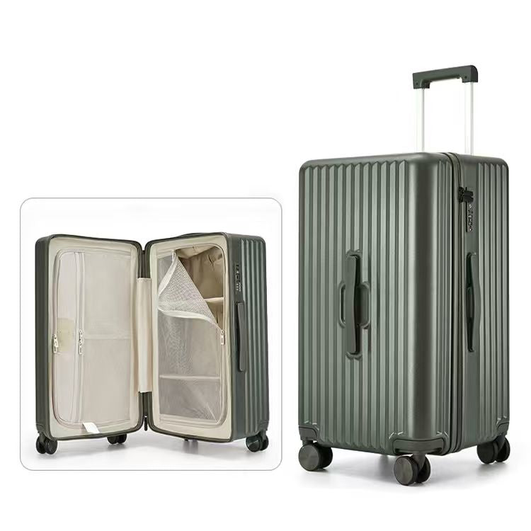 Large-capacity, silent-wheeled carry-on suitcase