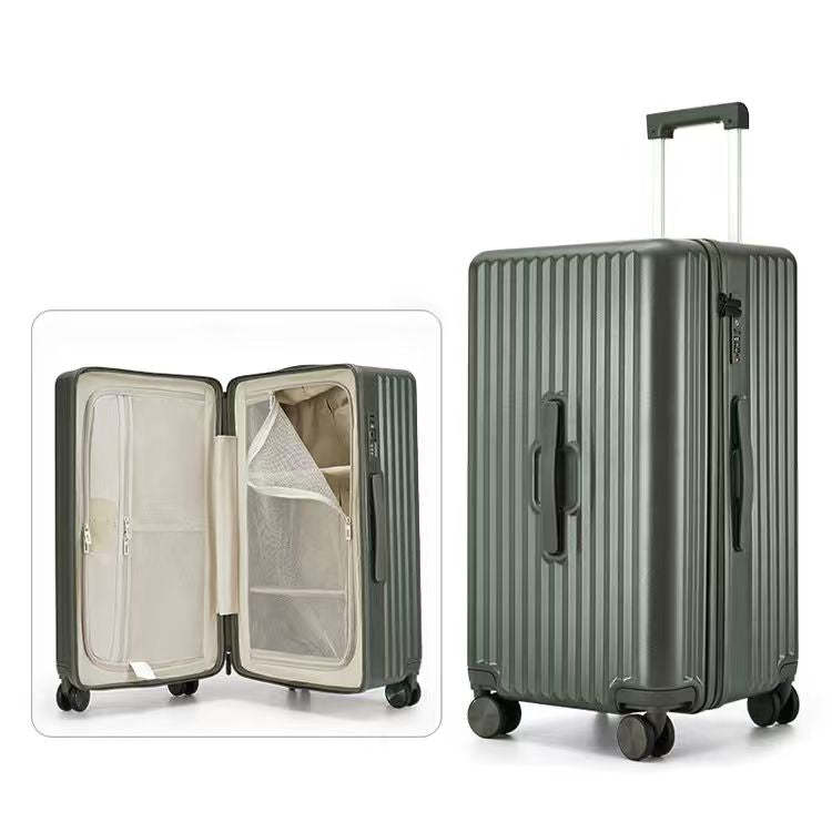 Large-capacity, silent-wheeled carry-on suitcase