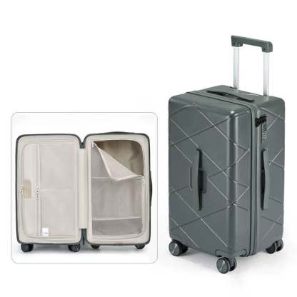 Diamond-patterned, quilted suitcase