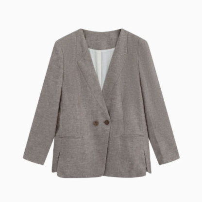 Women's simple and elegant straight-cut long-sleeved blazer/suit jacket for commuting.