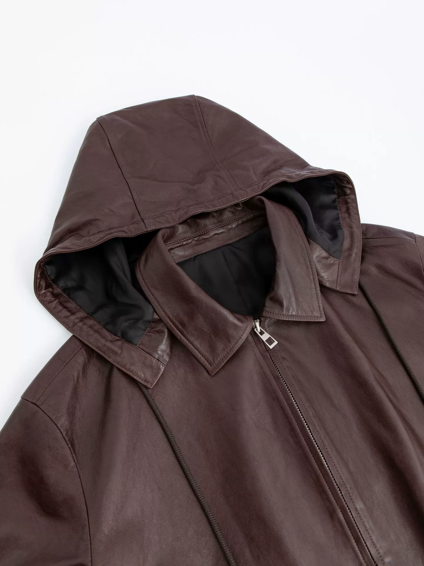 Sheepskin jacket, new autumn/winter style, sporty hooded leather jacket.