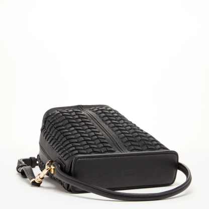 Black Leather Weave Bag