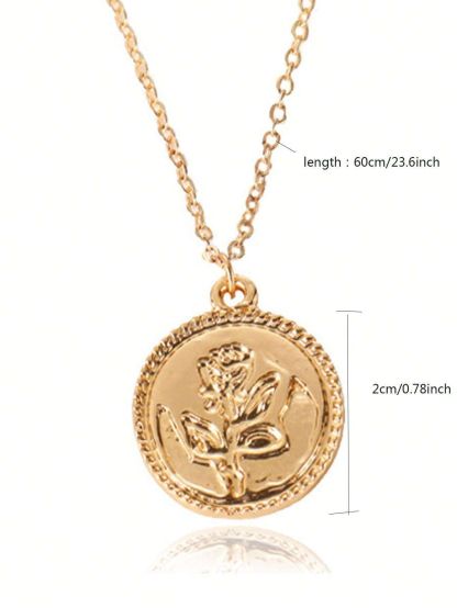 Flower Decor Round Charm Necklace