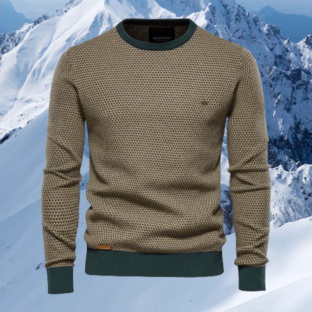 Saphirvogel™ Herren Pullover mit Rundhalsausschnitt und Farbblock-Strickpullover