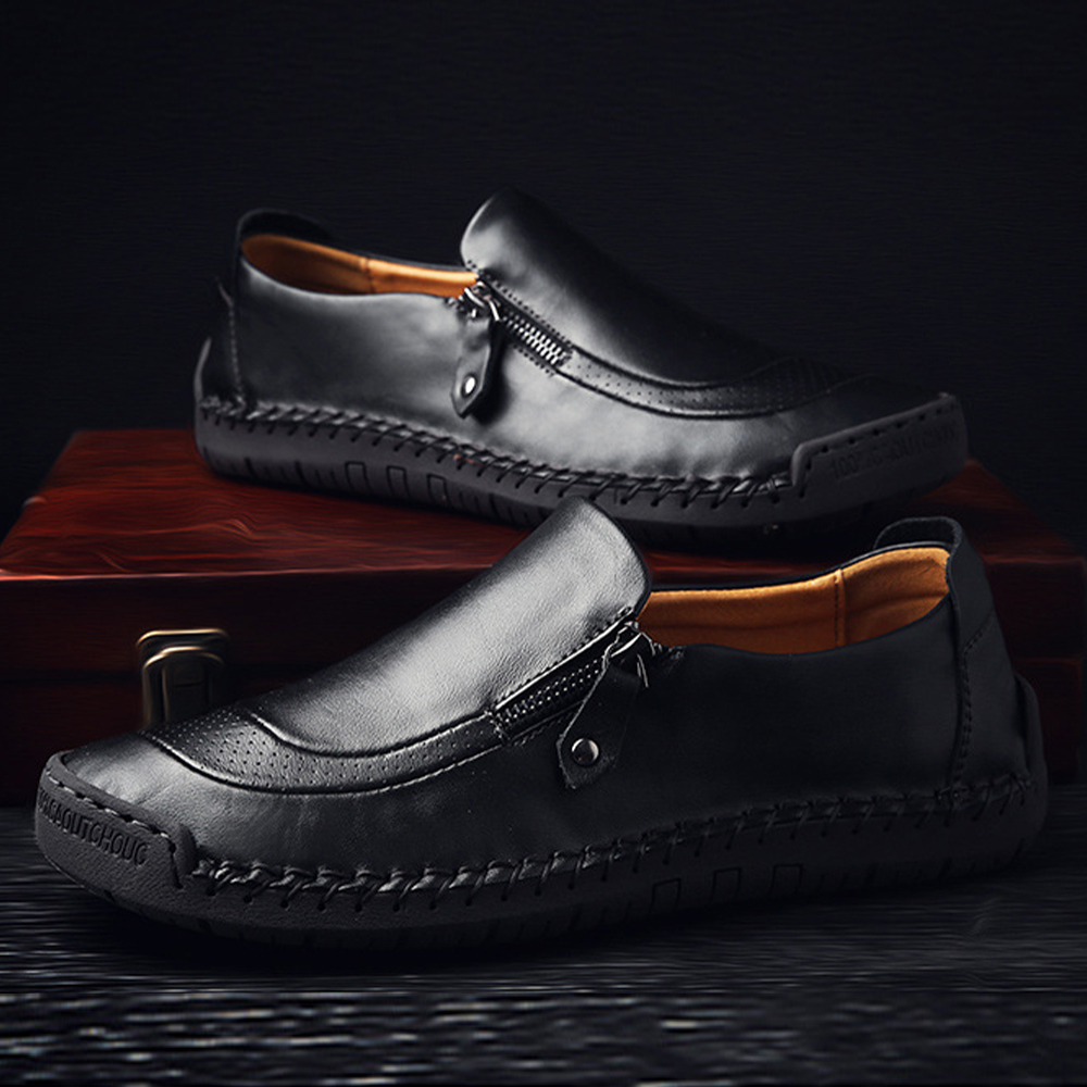 Saphirvogel™ Herren handgefertigt Seite Reißverschluss lässig bequem Leder Loafers