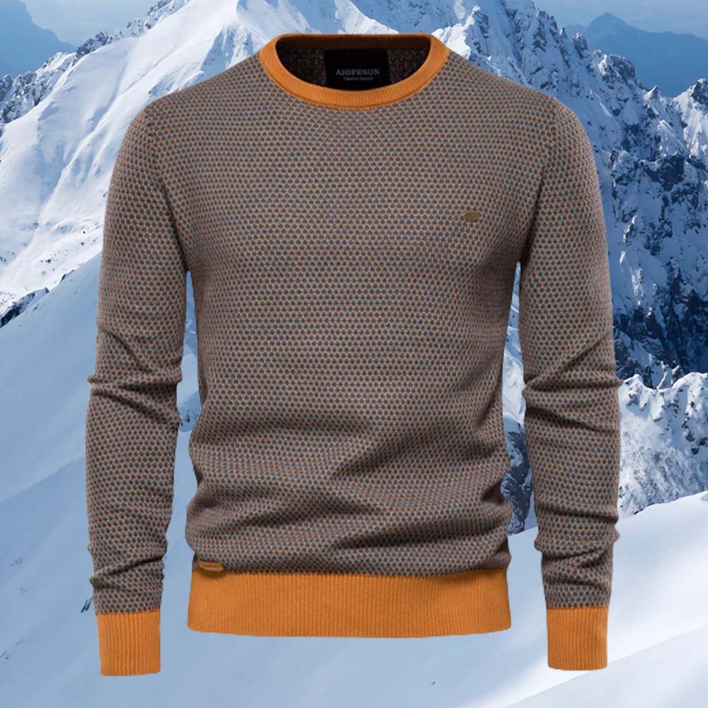 Saphirvogel™ Herren Pullover mit Rundhalsausschnitt und Farbblock-Strickpullover