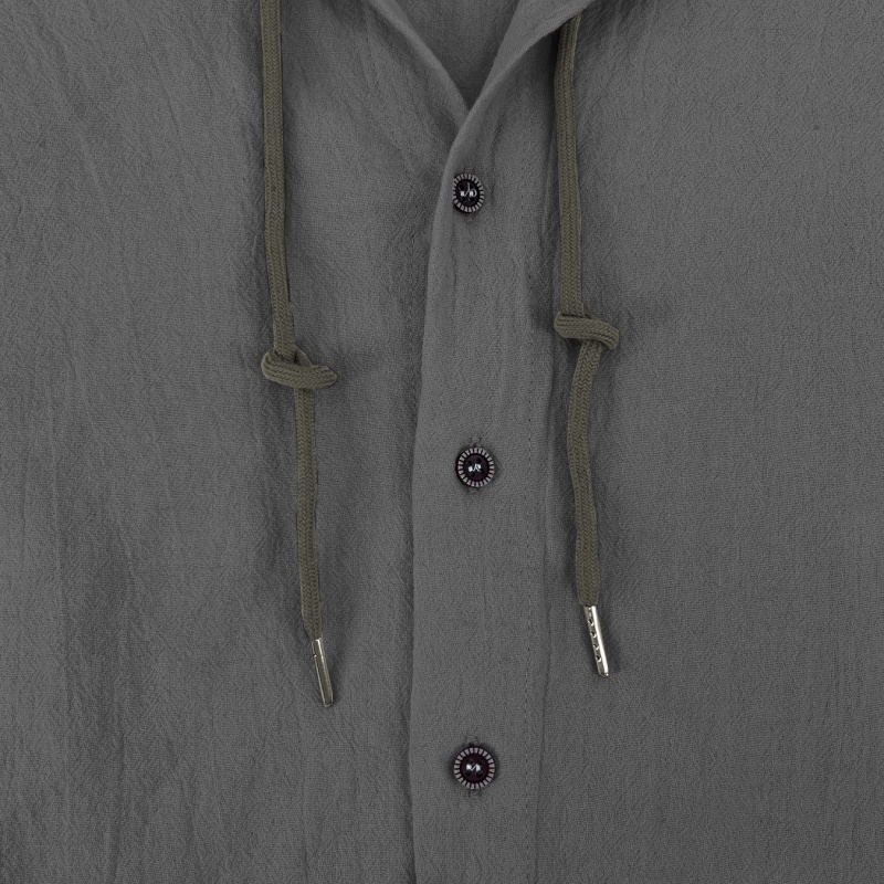 Cosmine Einfarbiges Herren-T-Shirt Mit Kapuze Aus Baumwolle Und Leinen