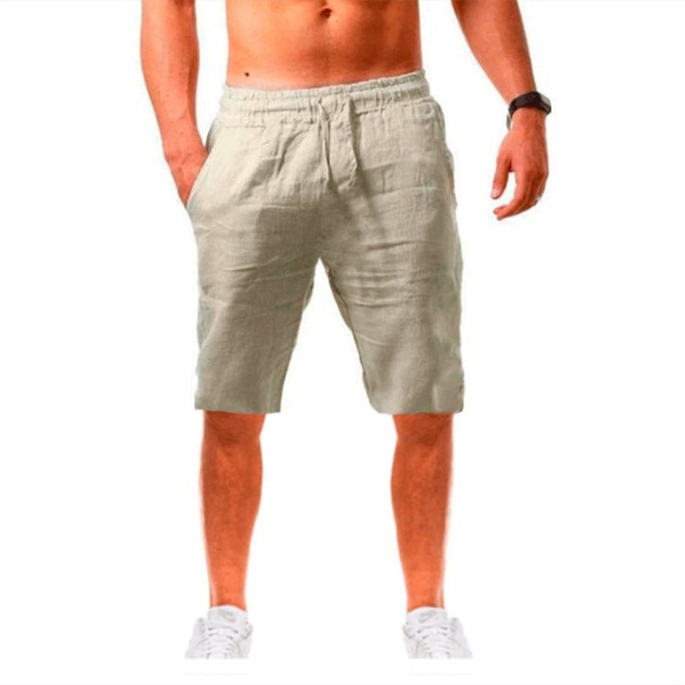 Saphirvogel™ Sportshorts für Herren aus Baumwolle und Leinen mit Kordelzug