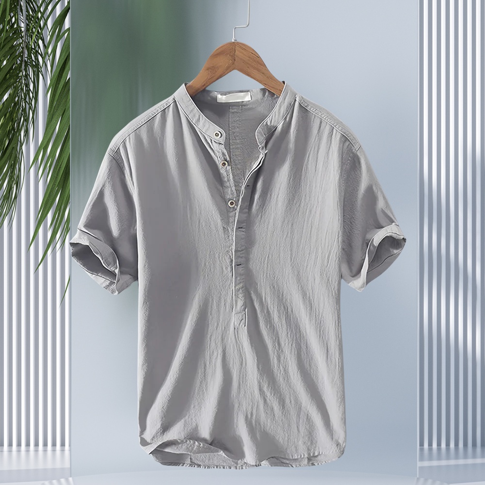 weiße Sommerliches Herren-T-Shirt aus Leinen im lässigen Strandstil