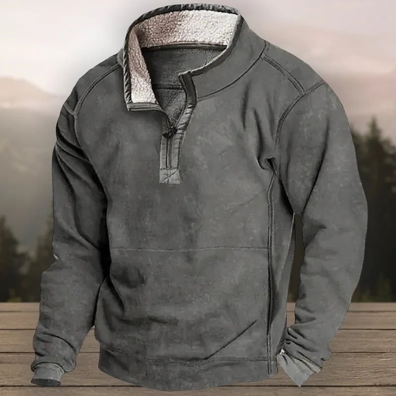 Cosline Men's warm Fleece Sweatshirt With Stand-up Collar In Autumn And Winter