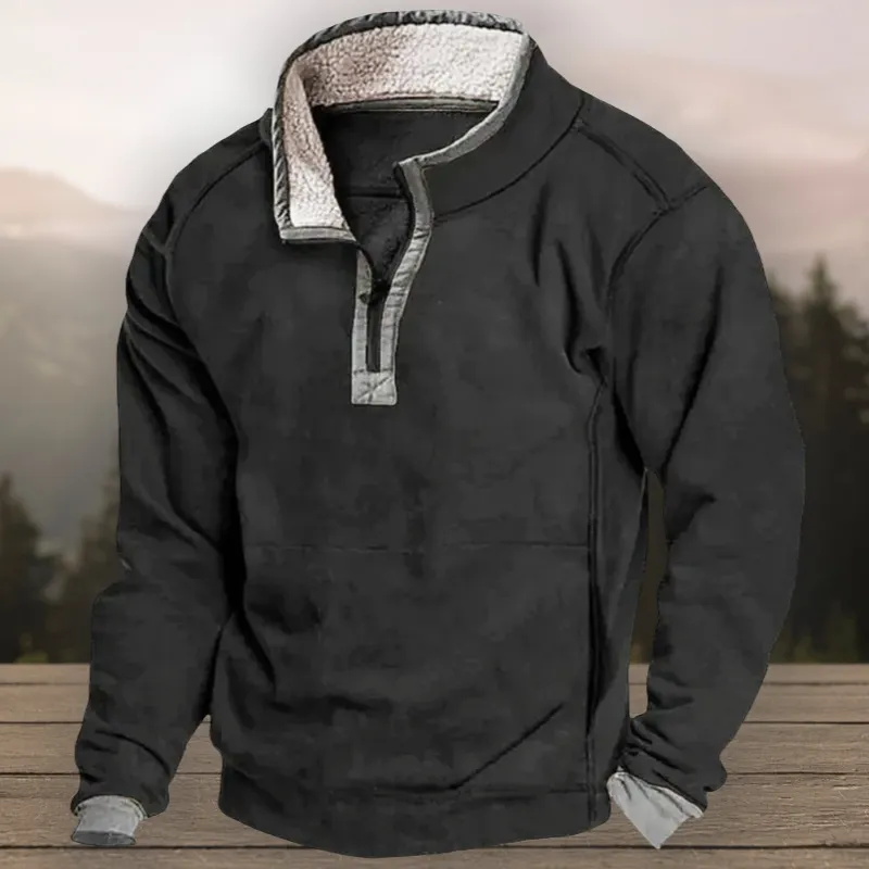 Cosline Men's warm Fleece Sweatshirt With Stand-up Collar In Autumn And Winter