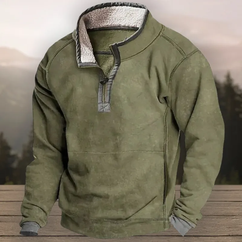 Cosline Men's warm Fleece Sweatshirt With Stand-up Collar In Autumn And Winter