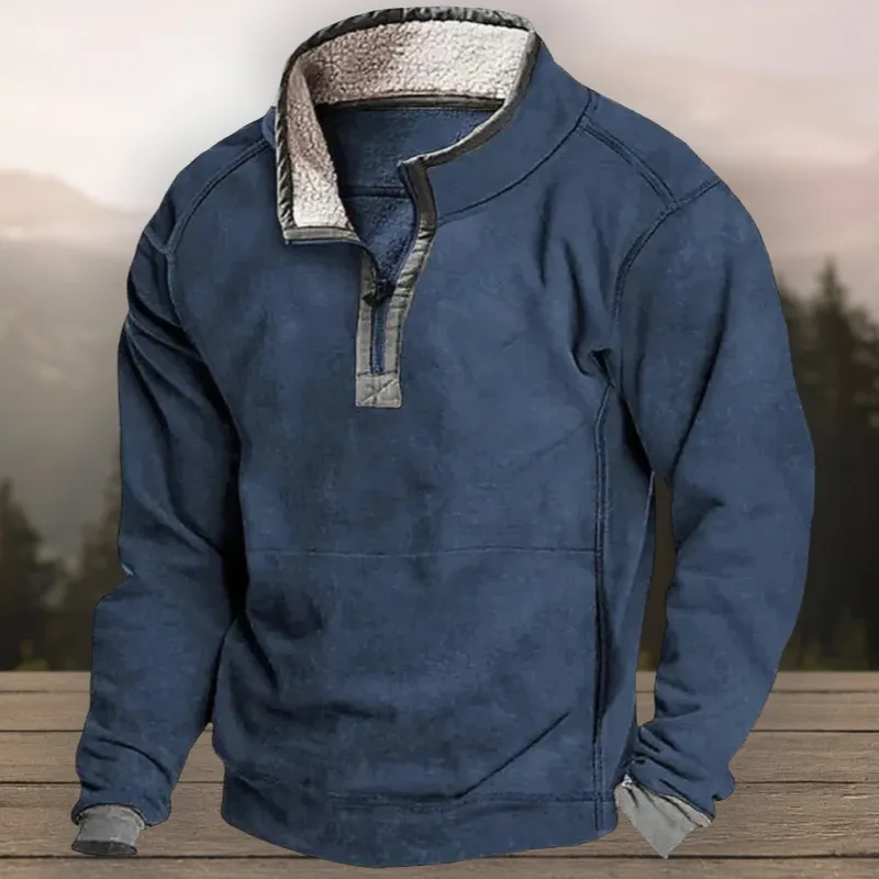 Cosline Men's warm Fleece Sweatshirt With Stand-up Collar In Autumn And Winter