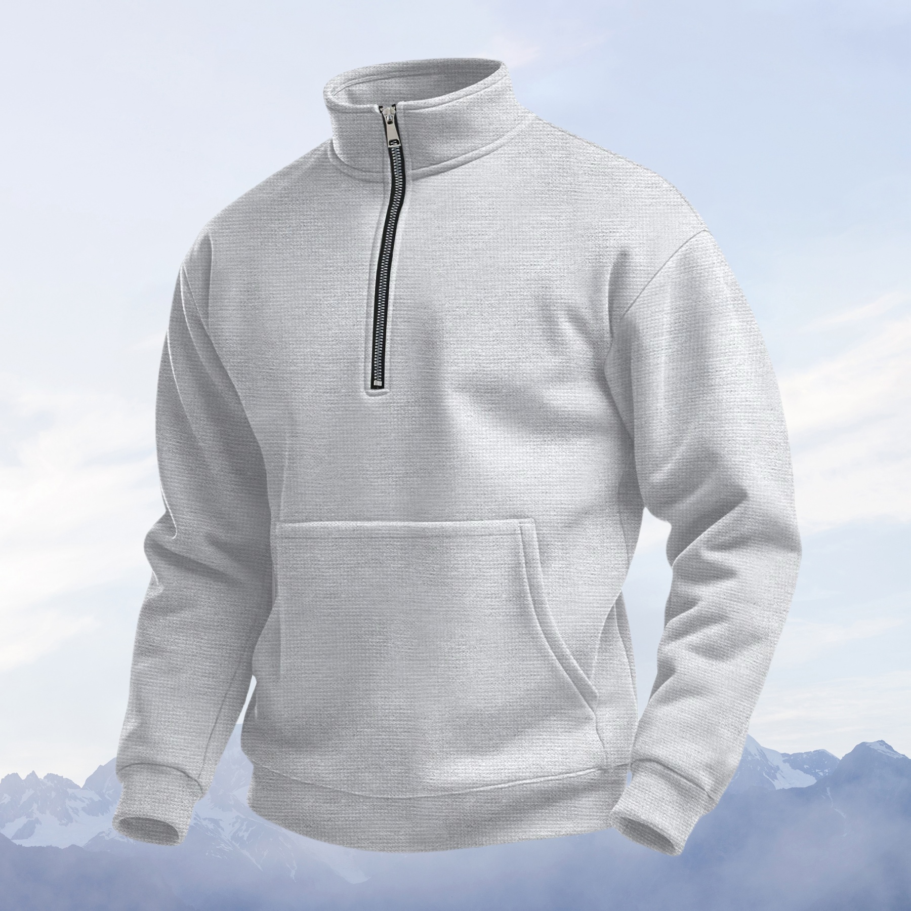 Cosmine Herren-Sweatshirt mit halbem Reißverschluss und Stehkragen