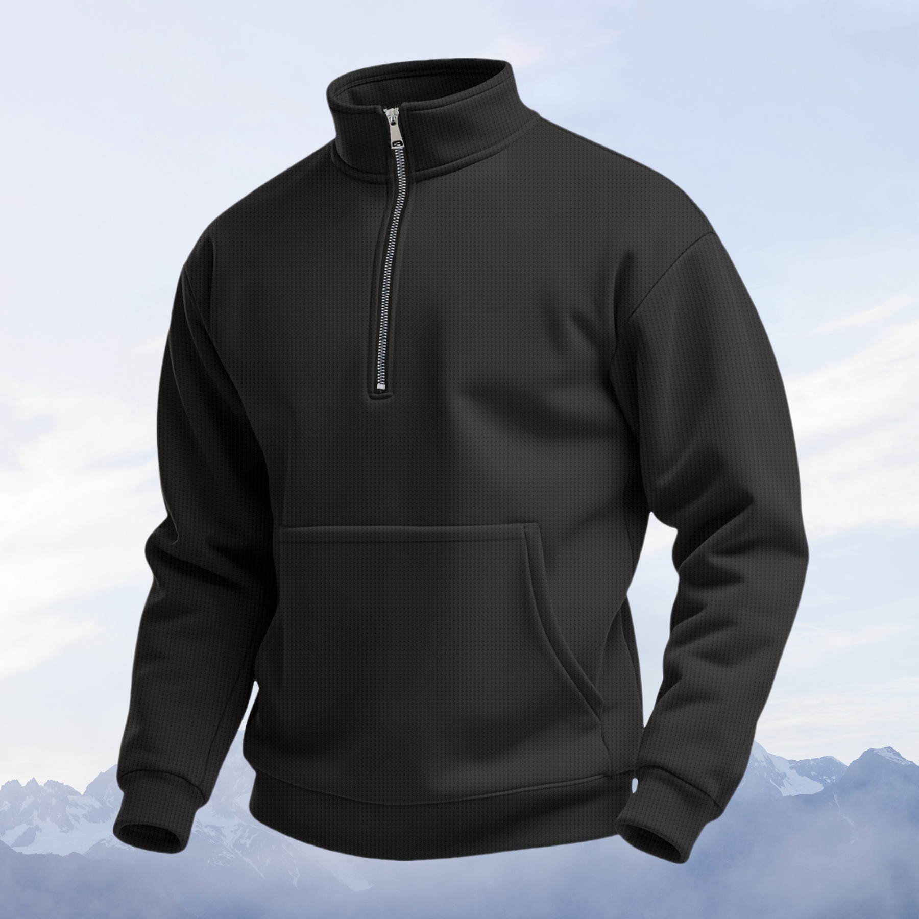 Cosmine Herren-Sweatshirt mit halbem Reißverschluss und Stehkragen