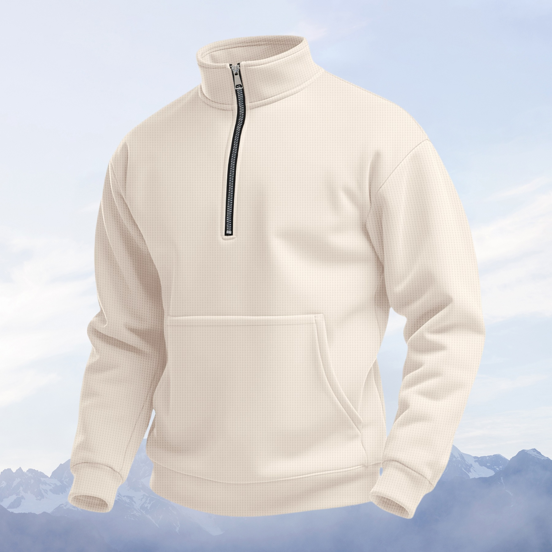 Cosmine Herren-Sweatshirt mit halbem Reißverschluss und Stehkragen